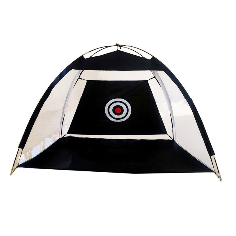 Golf practice net with a target design on a white background