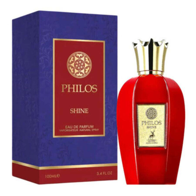 Philos Shine perfume bottle and packaging on a white background